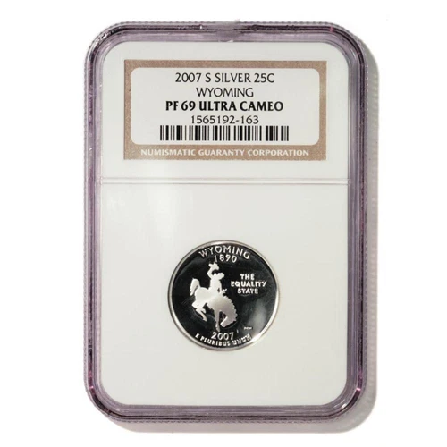 USA Wyoming State Quarter 2007 S Silver Proof NGC PF 69 Ultra Cameo