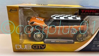 dub city 1/24 ミニカー JADA DUB CITY 2007 MINI COOPER S 1:24 ORANGE WITH CHECKERED ROOF