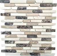 Marmormosaik Verbund Castanao/Biancone Fliesenspiegel 40-0195 | 10 Mosaikplatten