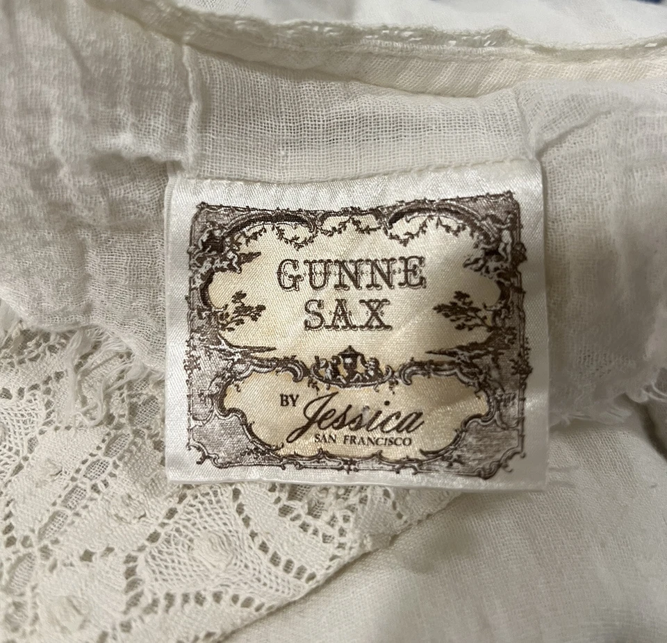 Gunne Sax Cream Gauze & Lace Maxi Dress Cottagecore Prairie Dress Boho Wedding S - Image 3 of 4