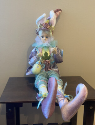 Cynthia Rowley Easter Posable Girl Elf Doll 28  New Easter Egg Bunny Ears 1002