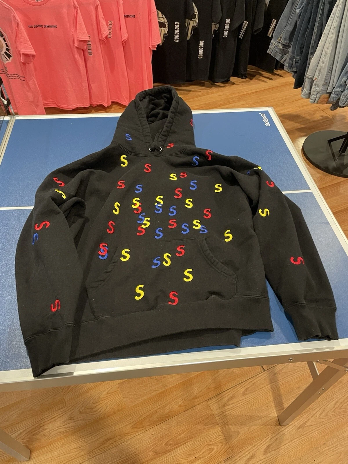 Sweat à capuche noir Supreme SS21 brodé S homme moyen