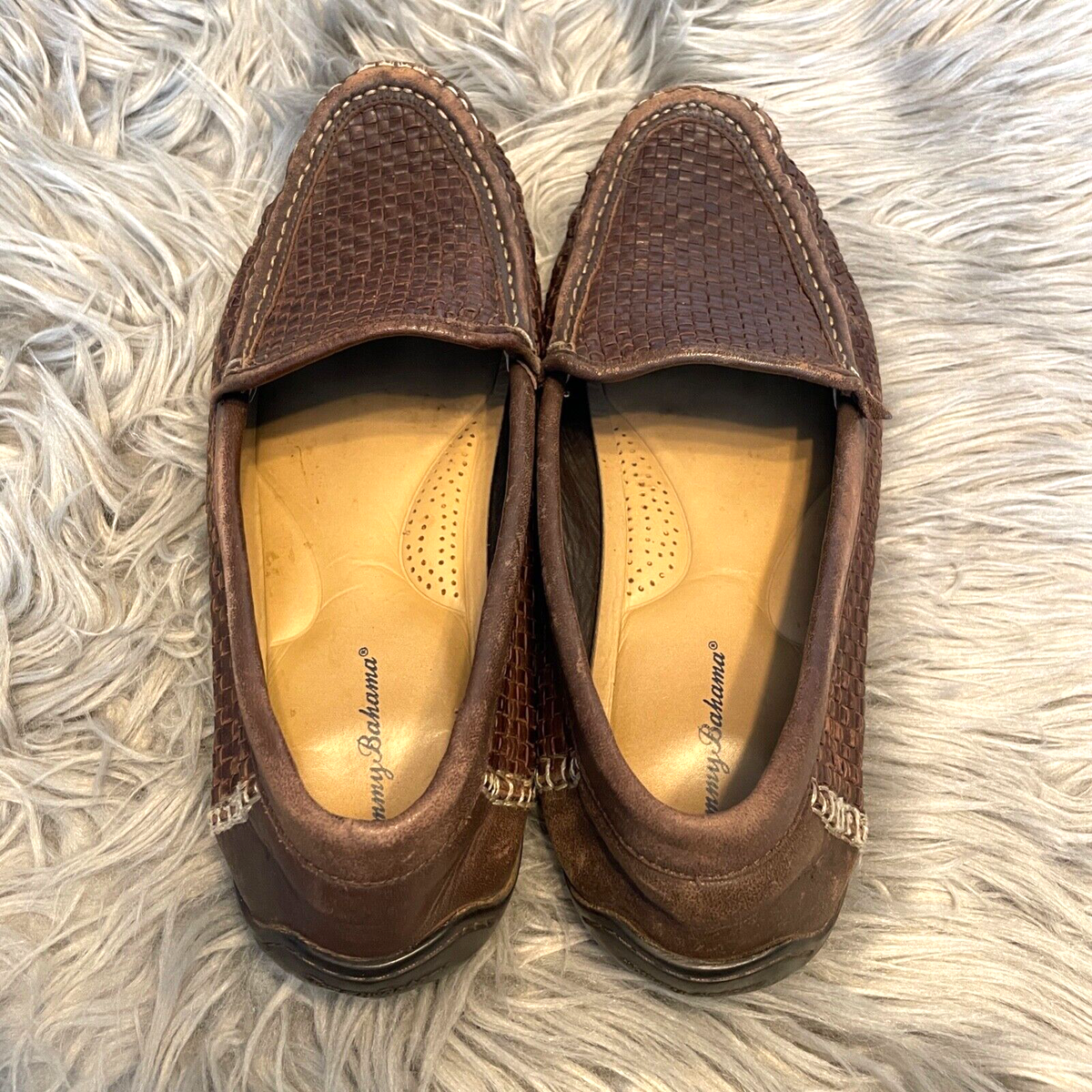 Tommy Bahama Orson Woven Leather shoes Loafers dark brown men\'s 12 D wide Tommy Bahama Shoes Orson Woven Venetians Brown Loafers  main image 2