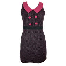Gracia Dress Womens Sz S Retro Black Pink Pol...