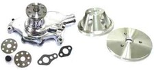 Small Block Chevy Chrome Short Alum Water Pump 1 Groove Crankshaft Pulley Kit