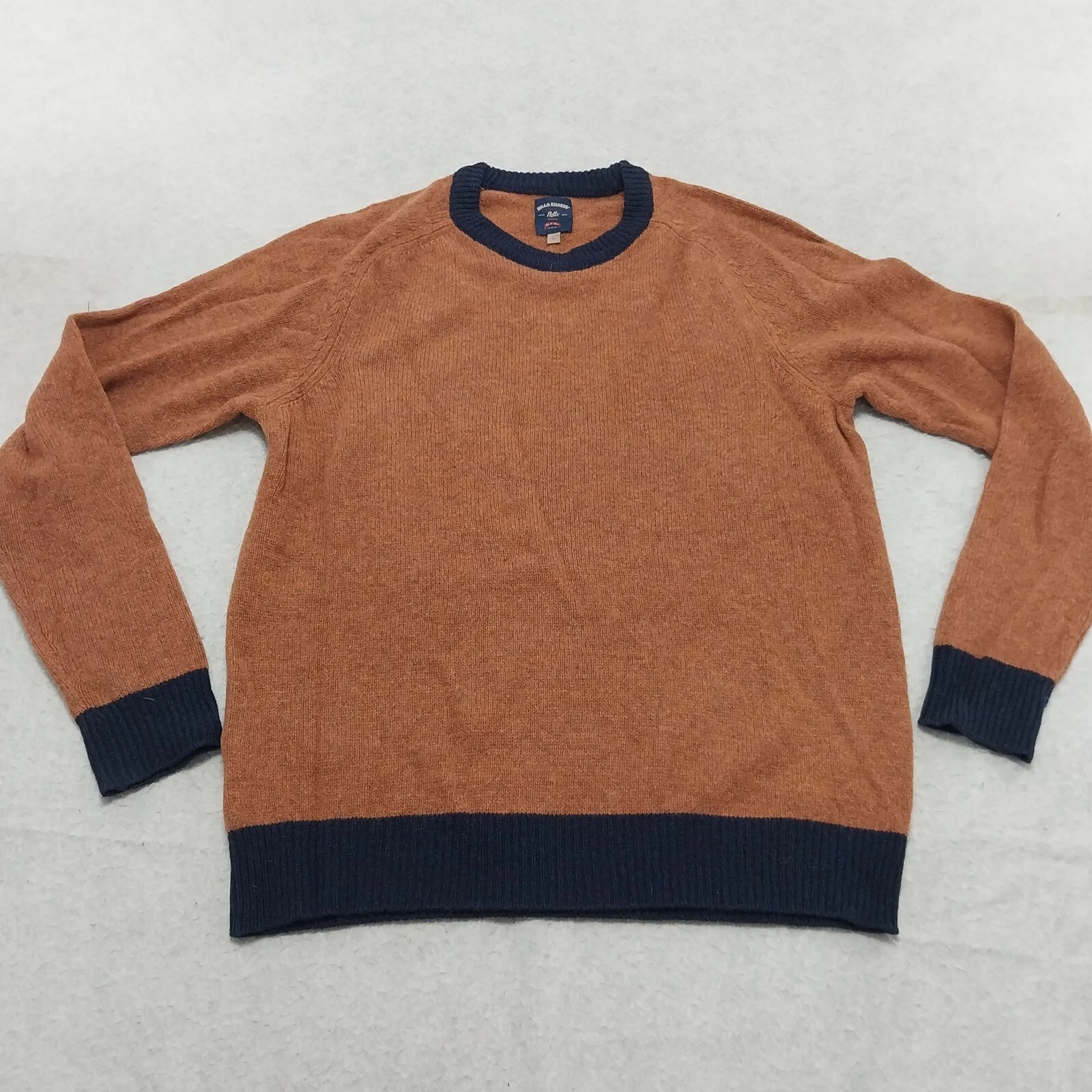 Bills Khakis Wool Crewneck Sweater Adult Large Orange Brown Made In USA Vintage