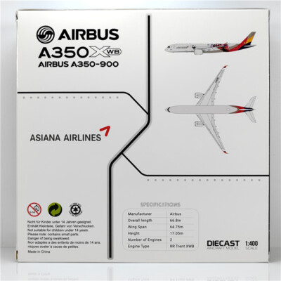 1:400 JC Wings ASIANA AIRLINES AIRBUS A350-900 Airplane Diecast