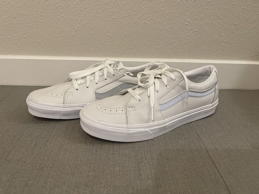 New White VANS Old Skool 721536 Leather Sneaker Shoes Size 10