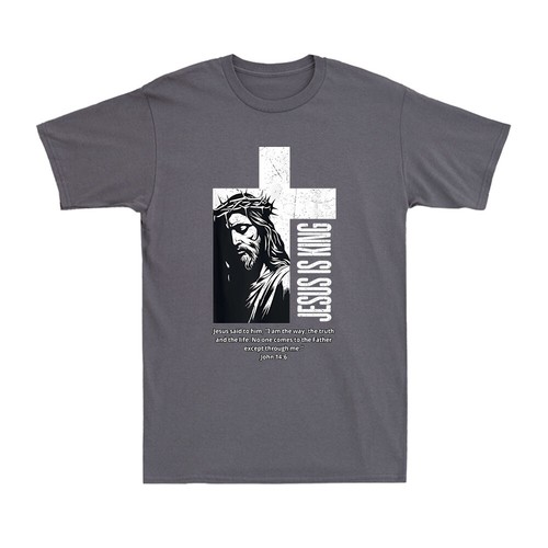 Christ Jesus Is King Religious Christian Church John 14:6 Bible Men's T-Shirt - Picture 4 of 10