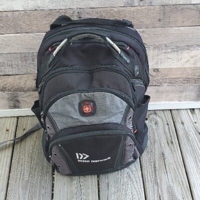  Swiss Gear Wenger Shock Absorbing Laptop Padded Backpack Large Black Grey