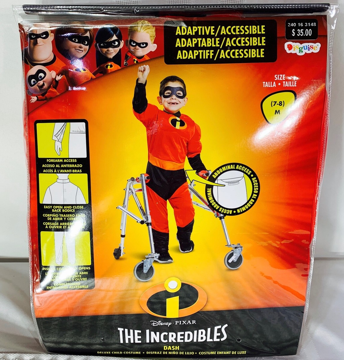 Disney Pixar The Incredibles Dash Adaptive Costume for Kids Medium