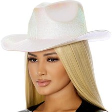 Shimmer Cowboy Hat Iridescent Metallic Sparkle Cowgirl White 992351