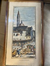 Antique "Venula Della Badia Florentina" Lithograph - Framed