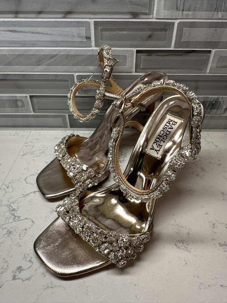 Crystal Embellished Badgley Mischka Galia Metallic Crystal