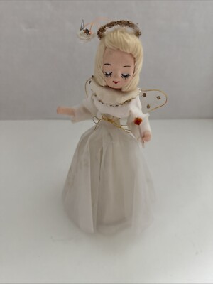 Vtg angel paper mache face Japan holding candle Cottage Decor  (as is) (B)
