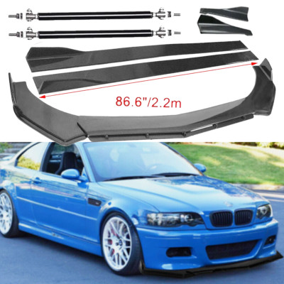 For BMW 3 Series Carbon Fiber Front Bumper Lip Splitters Side Skirt Strut Rod
