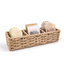 3-Compartment Braided Tea Bag Organizer For Countertop Or Drawer
