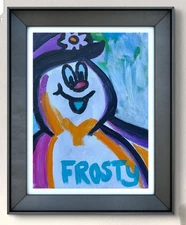 Original Art "Frosty" 9x12 Canvas Expressionism Abstract Design Home Art