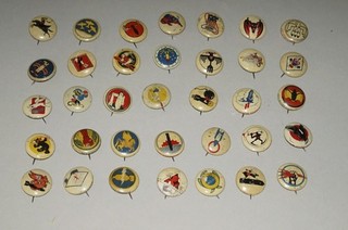 ORIGINAL CIRCA 1940S KELLOGG'S PEP CEREAL PREMIUM INSIGNIA PINS LOT OF 35 (INV5)
