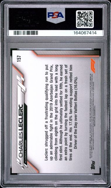 Charles Leclerc 2020 TOPPS CHROME F1 SAPPHIRE EDITION #157 PSA 10 GEM MT view 2