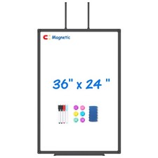 Magnetic Dry Erase Board for Door, 36x24" Hanging Whiteboard, Black