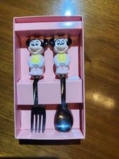 Minnie Mouse Porcelain Handle Fork And Spoon. Kid Toddler Baby. Made In Japan