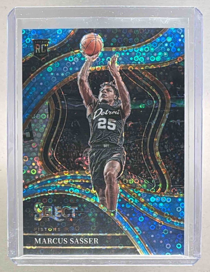 Marcus Sasser 2023 Panini Select #292 Light Blue Disco Prizm RC Courtside /99