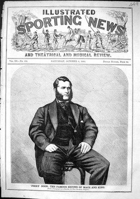 Antiker alter Druck 1864 Portrait Jerry Noon berühmter zweiter Streitkolben König Sport Mann