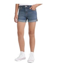 Levi's Girls Boys Shorts Blue Denim Jean Midrise 5-Pocket Adjustable Waistband