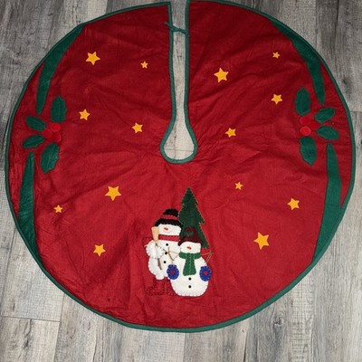 Vintage Felt Snowman Christmas Tree 44 Inches Diameter