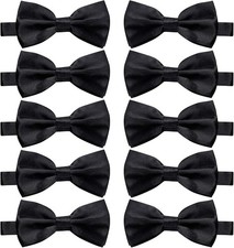 10 Pcs Elegant black Pre-tied Bow ties Formal Tuxedo Bowtie Set with Adjustab...