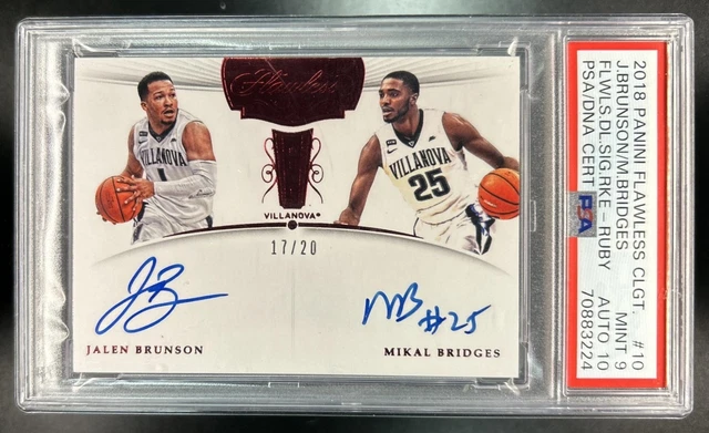 2018-19 Flawless Mikal Bridges Jalen Brunson Rookie Ruby Auto #/20 PSA 9 10