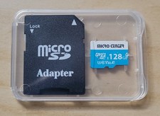 = MICRO CENTER BLUE MICRO SD CARD WITH ADAPTER 128 GB BRAND NEW IN PLASTIC CASE=