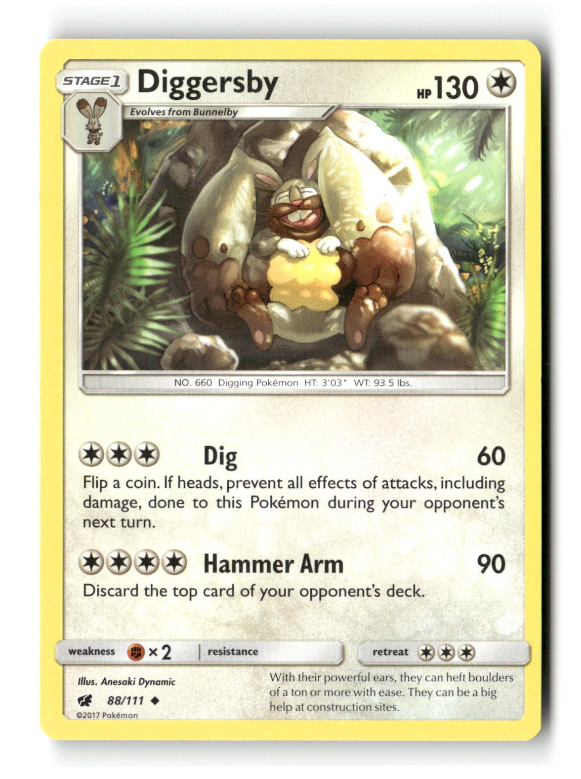 Diggersby Uncommon Crimson Invasion 88/111 Pokemon Lightly Played