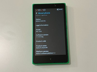 Nokia XL  XX-YY RM-1030 Prototype HWID 0101 Build B1.1 Green Color Rare