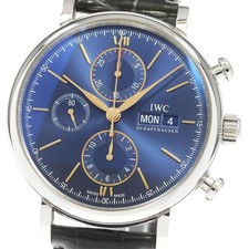 IWC PORTOFINO IW391036 Chronograph Day-Date Automatic 42mm SS Leather Navy #C242 6