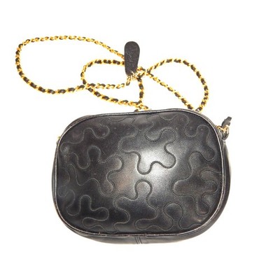 Vintage Aspects Navy Blue Leather Chain Link Handbag 