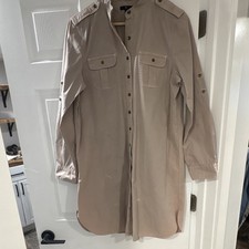 Gap Beige Collared Long Sleeve Cotton Twill Shirt Dress Size L