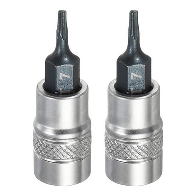 2Pcs Torx Bit Socket T7 1/4'' Drive 1.5'' Length S2 Steel Bit CR-V Socket