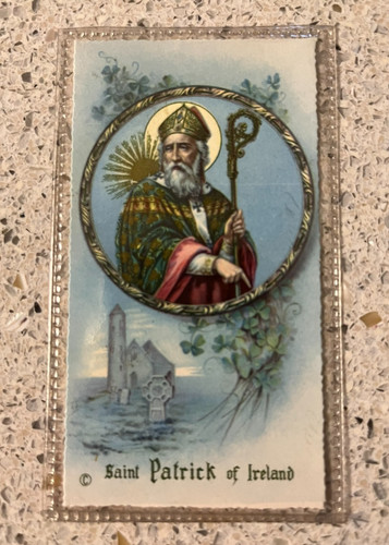 Vintage Catholic Holy Card - St Patrick of Ireland - Laminated