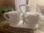 Fenton Hobnail Vintage Milk Glass Creamer and Sugar Bowl Serving Set