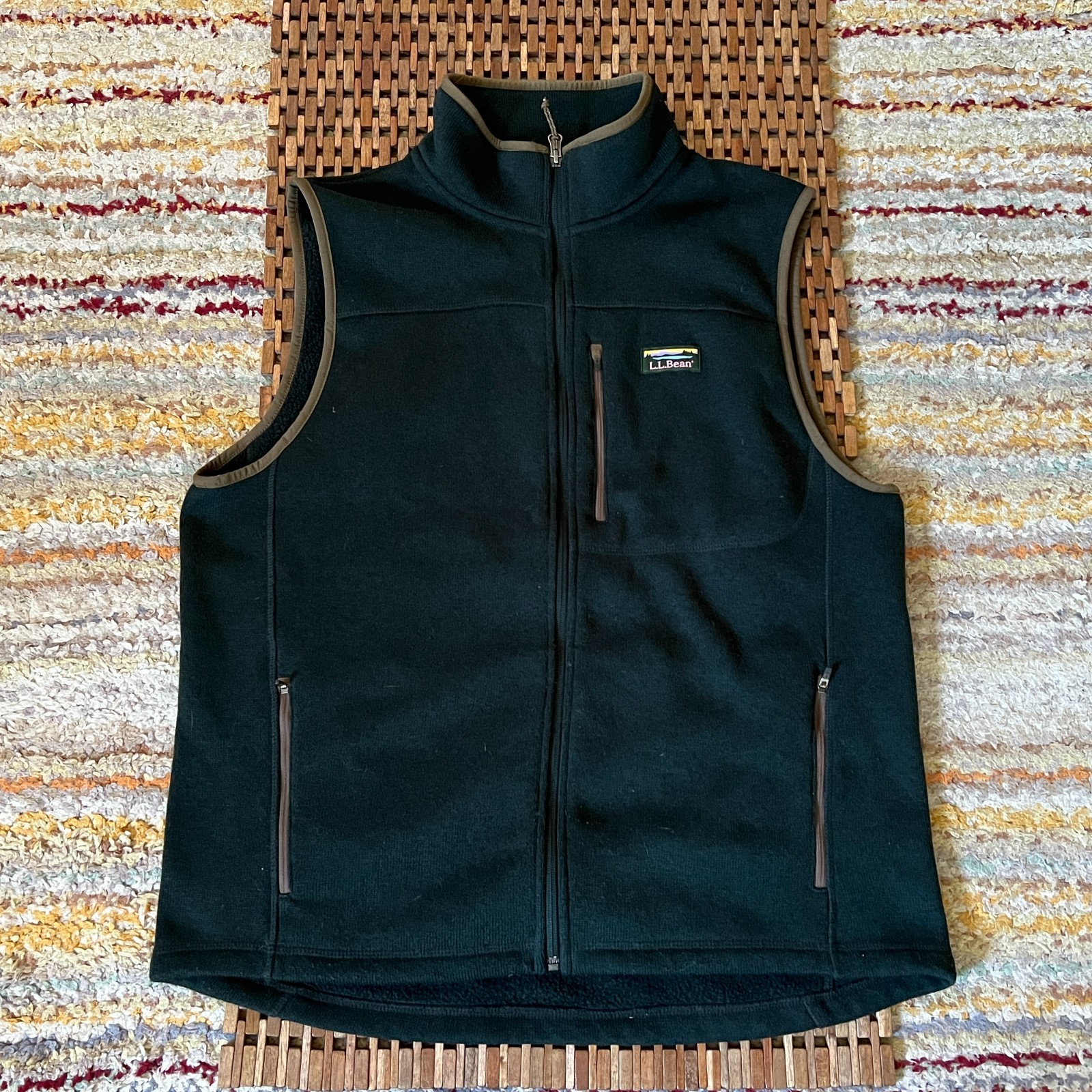 L.L. Bean Sweater Fleece Vest Full Zip Forest Green Men's Size Large L