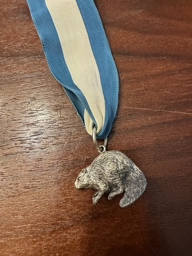 VTG 1960s SILVER BEAVER Boy Scout MEDAL & Pin  Ribbon BSA Sterling