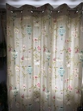 Next Lined Natural Floral Vines Oriental Blue Lantern Eyelet Curtains 168x229