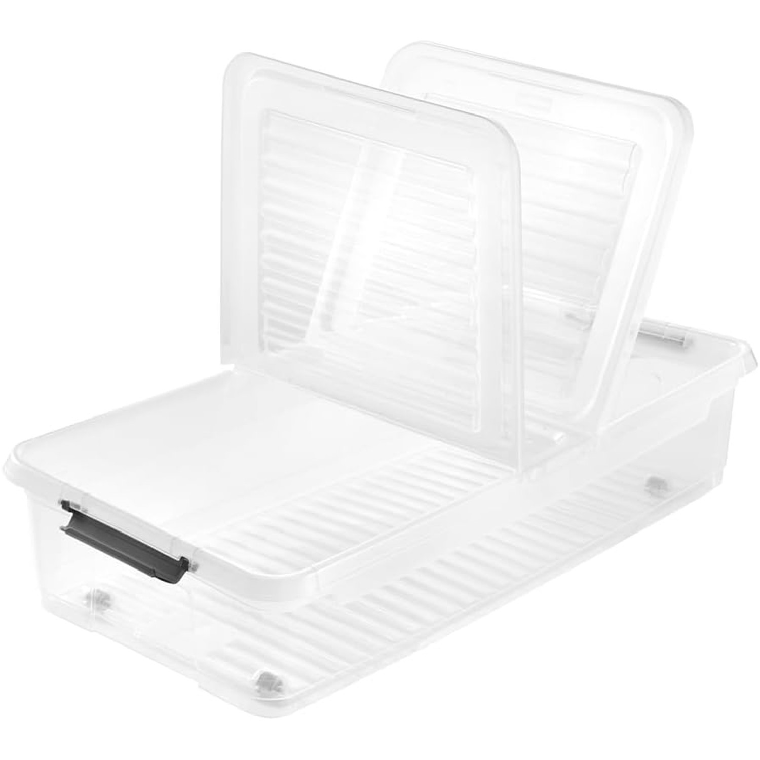 Boîte de rangement 33L transparente à roulettes Leo Keeeper