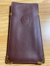 Cartier Sunglasses Case Pouch Bordeaux Burgundy Soft Leather Eyeglasses Empty