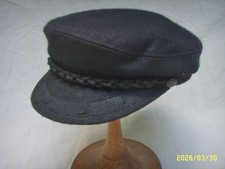 AUTHENTIC GREEK FISHERMAN'S HAT CAP MADE IN GREECE BLACK WOOL SZ L 7 1/4
