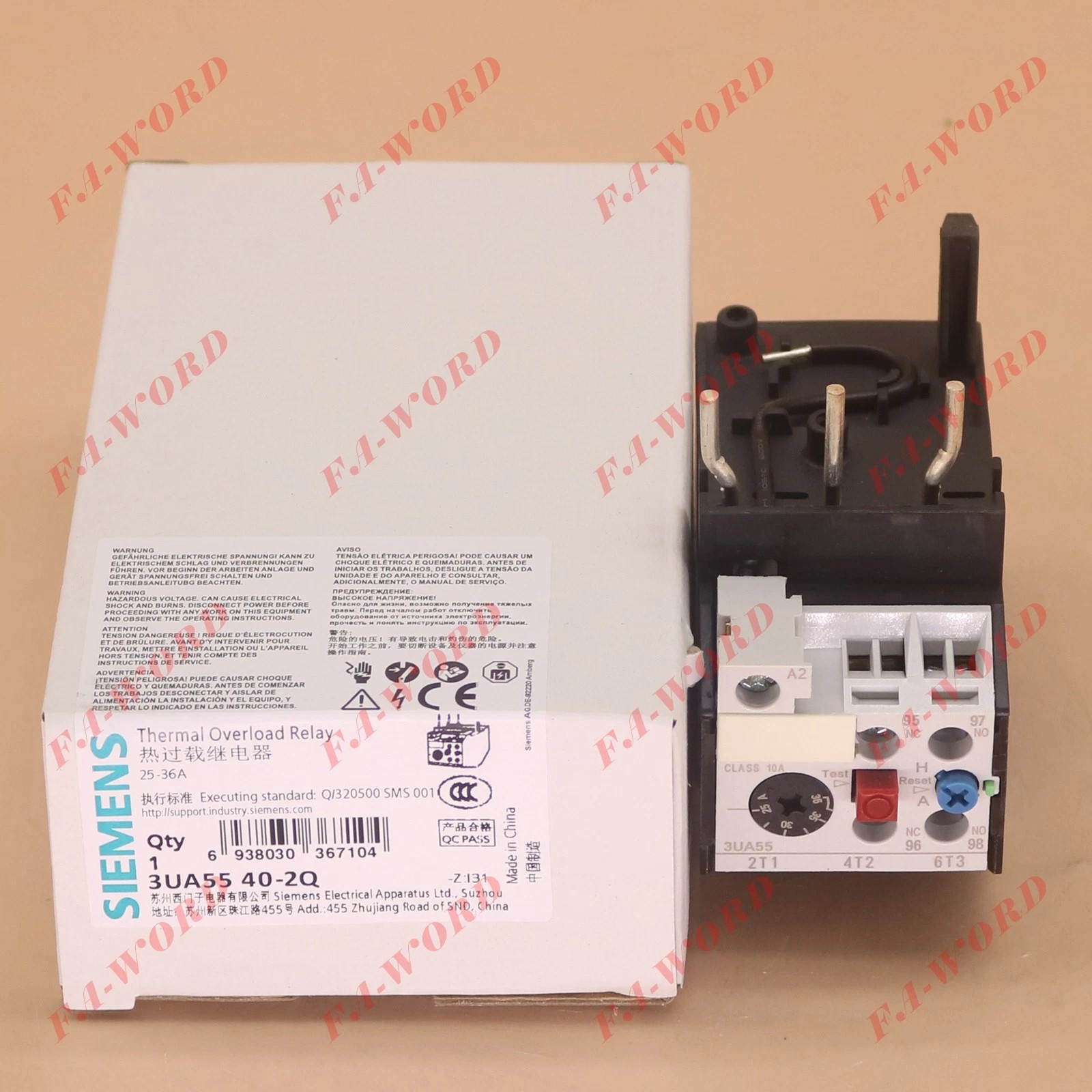 New SIEMENS Thermal Overload Relay 3UA5540-2Q 25-36A one year warranty