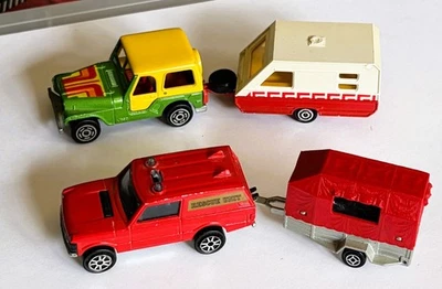 Majorette Range Rover, Jeep, Horse Trailer & Caravane Trailer LOT OF 4 - Image 1 of 4