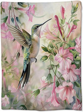 Bird Blanket for Women Adults, Flannel Hummingbird Blankets Gifts, Colorful Flow
